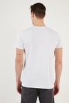 Pamuklu Slim Fit Bisiklet Yaka Baskılı 3'lü Paket Erkek T Shirt 541S31 Lacivert-Beyaz-Beyaz