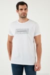 Pamuklu Slim Fit Bisiklet Yaka Baskılı Erkek T Shirt 541TOLIVE BEYAZ