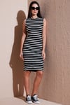 Pamuklu Slim Fit Bisiklet Yaka Çizgili Kadın Elbise 5866168 SİYAH-BEYAZ