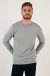 Pamuklu Slim Fit Bisiklet Yaka Erkek Kazak 6353401 AÇIK GRİ