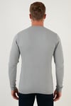 Pamuklu Slim Fit Bisiklet Yaka Erkek Kazak 6353401 AÇIK GRİ