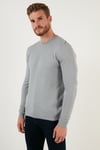 Pamuklu Slim Fit Bisiklet Yaka Erkek Kazak 6353401 AÇIK GRİ