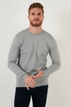 Pamuklu Slim Fit Bisiklet Yaka Erkek Kazak 6353401 AÇIK GRİ