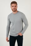 Pamuklu Slim Fit Bisiklet Yaka Erkek Kazak 6353401 AÇIK GRİ