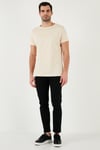 Pamuklu Slim Fit Bisiklet Yaka Erkek T Shirt 541TACTICAL BEJ