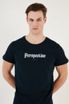Pamuklu Slim Fit Bisiklet Yaka Erkek T Shirt 541PERSPECTIVE LACİVERT