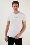 Pamuklu Slim Fit Bisiklet Yaka Erkek T Shirt 541WIND BEYAZ