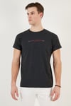 Pamuklu Slim Fit Bisiklet Yaka Erkek T Shirt 541WIND KOYU GRİ
