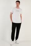 Pamuklu Slim Fit Bisiklet Yaka Erkek T Shirt 541WIND BEYAZ