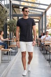 Pamuklu Slim Fit Bisiklet Yaka Erkek T Shirt 541PERSPECTIVE KOYU ANTRASİT