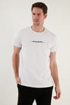 Pamuklu Slim Fit Bisiklet Yaka Erkek T Shirt 541WIND BEYAZ