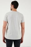 Pamuklu Slim Fit Bisiklet Yaka Erkek T Shirt 541CALIFORNIA24 AÇIK MELANJ