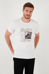 Pamuklu Slim Fit Bisiklet Yaka Erkek T Shirt 646R8320 EKRU