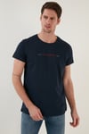 Pamuklu Slim Fit Bisiklet Yaka Erkek T Shirt 541WIND LACİVERT