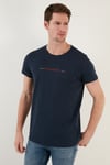Pamuklu Slim Fit Bisiklet Yaka Erkek T Shirt 541WIND LACİVERT