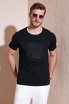 Pamuklu Slim Fit Bisiklet Yaka Erkek T Shirt 646R7940 SİYAH
