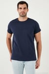 Pamuklu Slim Fit Bisiklet Yaka Erkek T Shirt 541TACTICAL LACİVERT