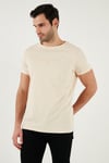 Pamuklu Slim Fit Bisiklet Yaka Erkek T Shirt 541TACTICAL BEJ