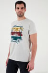 Pamuklu Slim Fit Bisiklet Yaka Erkek T Shirt 541CALIFORNIA24 AÇIK MELANJ