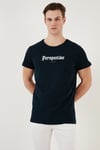 Pamuklu Slim Fit Bisiklet Yaka Erkek T Shirt 541PERSPECTIVE LACİVERT