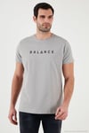 Pamuklu Slim Fit Bisiklet Yaka Erkek T Shirt 541BALANCE AÇIK GRİ