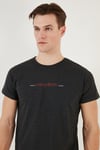 Pamuklu Slim Fit Bisiklet Yaka Erkek T Shirt 541WIND KOYU GRİ