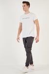 Pamuklu Slim Fit Bisiklet Yaka Erkek T Shirt 541BALANCE BEYAZ