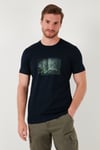 Pamuklu Slim Fit Bisiklet Yaka Erkek T Shirt 646R8120 LACİVERT