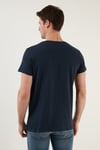 Pamuklu Slim Fit Bisiklet Yaka Erkek T Shirt 541WIND LACİVERT