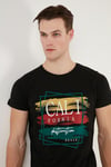 Pamuklu Slim Fit Bisiklet Yaka Erkek T Shirt 541CALIFORNIA24 SİYAH