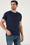 Pamuklu Slim Fit Bisiklet Yaka Erkek T Shirt 541FOLLOW LACİVERT