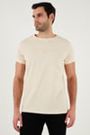 Pamuklu Slim Fit Bisiklet Yaka Erkek T Shirt 541TACTICAL BEJ