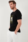 Pamuklu Slim Fit Bisiklet Yaka Erkek T Shirt 646R8320 SİYAH