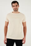 Pamuklu Slim Fit Bisiklet Yaka Erkek T Shirt 541TACTICAL BEJ