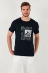 Pamuklu Slim Fit Bisiklet Yaka Erkek T Shirt 646R8320 LACİVERT