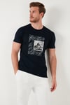 Pamuklu Slim Fit Bisiklet Yaka Erkek T Shirt 646R8320 LACİVERT