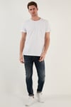 Pamuklu Slim Fit Bisiklet Yaka Erkek T Shirt 541TACTICAL BEYAZ
