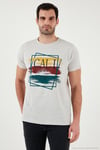 Pamuklu Slim Fit Bisiklet Yaka Erkek T Shirt 541CALIFORNIA24 AÇIK MELANJ