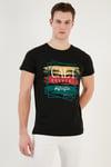 Pamuklu Slim Fit Bisiklet Yaka Erkek T Shirt 541CALIFORNIA24 SİYAH