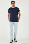 Pamuklu Slim Fit Bisiklet Yaka Erkek T Shirt 541TACTICAL LACİVERT