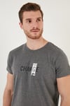 Pamuklu Slim Fit Bisiklet Yaka Erkek T Shirt 541CHANGE24 ANTRASİT