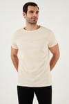 Pamuklu Slim Fit Bisiklet Yaka Erkek T Shirt 541TACTICAL BEJ