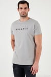 Pamuklu Slim Fit Bisiklet Yaka Erkek T Shirt 541BALANCE AÇIK GRİ