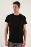 Pamuklu Slim Fit Bisiklet Yaka Erkek T Shirt 541TACTICAL SİYAH