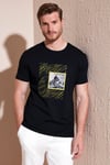 Pamuklu Slim Fit Bisiklet Yaka Erkek T Shirt 646R8320 SİYAH