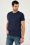 Pamuklu Slim Fit Bisiklet Yaka Erkek T Shirt 541FOLLOW LACİVERT