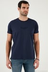 Pamuklu Slim Fit Bisiklet Yaka Erkek T Shirt 541FOLLOW LACİVERT