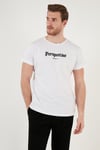 Pamuklu Slim Fit Bisiklet Yaka Erkek T Shirt 541PERSPECTIVE BEYAZ