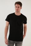 Pamuklu Slim Fit Bisiklet Yaka Erkek T Shirt 541TACTICAL SİYAH
