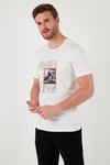 Pamuklu Slim Fit Bisiklet Yaka Erkek T Shirt 646R8320 EKRU